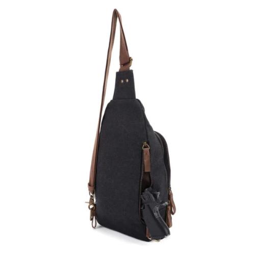 Jessie & James Glacier Unisex Canvas Sling Shoulder Concealed Backpack Black