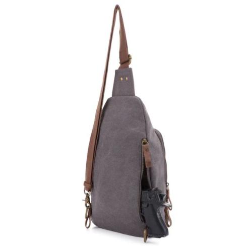 Jessie & James Glacier Unisex Canvas Sling Shoulder Concealed Backpack Gray
