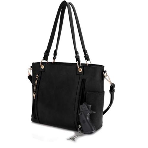 Jessie & James Austin Whipstitching Concealed Carry Lock and Key Tote Black