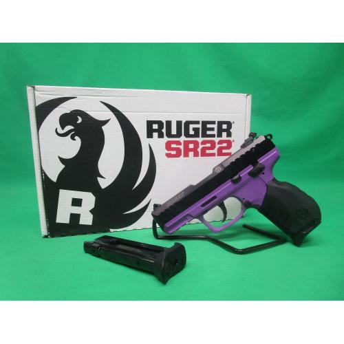 USED RUGER SR22 PURPLE 22LR 3.5" W/BOX & (2) 10RD MAGS