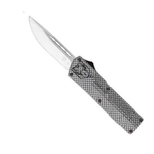 CobraTec Knives CFCTLWDNS Lightweight  3.25 OTF Drop Point Plain D2 Steel Blade/Carbon Fiber Aluminum Handle Includes Pocket Clip