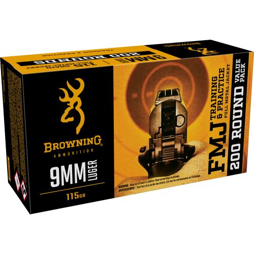 Browning Ammo B1918000969mm Luger 115gr Full Metal Jacket 200 Per Box/5 Case *Bulk Pack