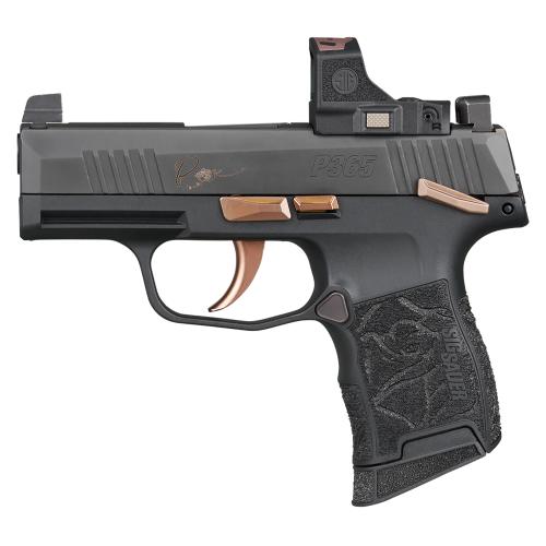 Sig Sauer 365-380-ROSE-MS-RS P365 Rose Kit Micro Compact 380 ACP 10+1 3.10" Black Nitron Stainless Steel Serrated w/Optic Slide, Black Nitron w/Rose A