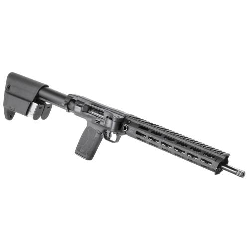 Smith & Wesson M&P FPC, Semi-automatic Folding Carbine, 9MM, 16.25 Threaded Barrel, 1/2x28, MLOK Handguard, Anodized Finish, Black, Flat Faced Trigger, Interchangeable Palmswell Panel, Fixed Stock Stores (2) Magazines, Includes Range Bag, (2) 23 Roun