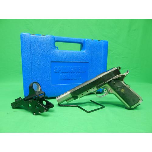 USED RARE SPRINGFIELD ARMORY PD9102 PDP DEFENDER 1911-A1 45ACP. 4" W/COMP 5.75" BBL. W/1-8RD MAG & C-MORE RED DOT. FAIR 90%+ SHOWS FINISH WEAR.  (Consignment)