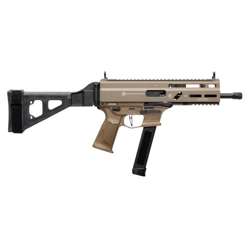 Grand Power 197892029995 SP9A3G Stribog 9mm Luger 30+1 8" Black Threaded Barrel, M-LOK Handguard, Flat Dark Earth Aluminum/Polymer Receiver w/Picatinn