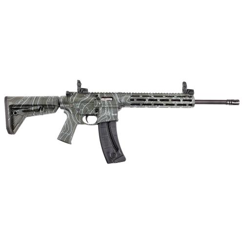 Smith & Wesson 14469 M&P15-22 Sport 22 LR 25+1 16.50" Black Threaded Barrel, Overall OD Green Topographic Cerakote Polymer Receiver w/Picatinny Rail,
