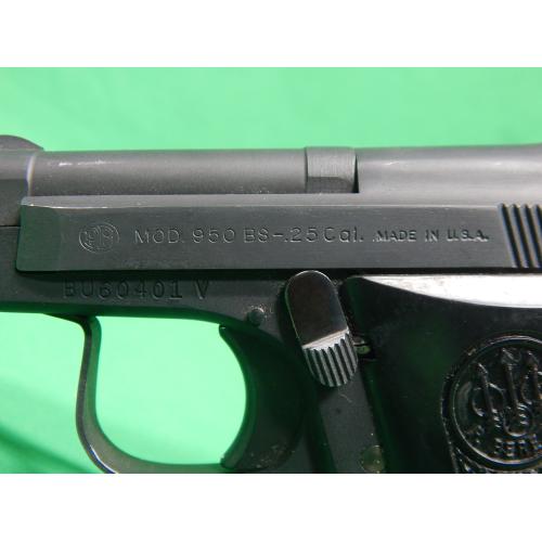 USED BERETTA P095025MF 950BS .25ACP 2.5". IN BOX WITH 3-8RD MAGAZINES. VERY GOOD USED CONDITION. 98%.