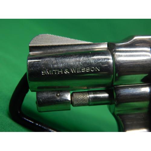 USED RARE SMITH & WESSON 12-3 .38SPL 1.875" 6RD REVOLVER. AIR WEIGHT NICKLE FINISH W/WOOD GRIPS. VERY GOOD 95% LIGHT WEAR NO FRECKLING (Consignment)