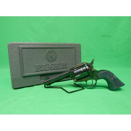 USED RUGER 0551 VAQUERO .45 COLT 4.62" 6RD BLUED SINGLE ACTION REVOLVER. OLD MODEL IN CASE. CCH FRAME. GRAY PEARL GRIPS. VERY GOOD 98%+ (Consignment)