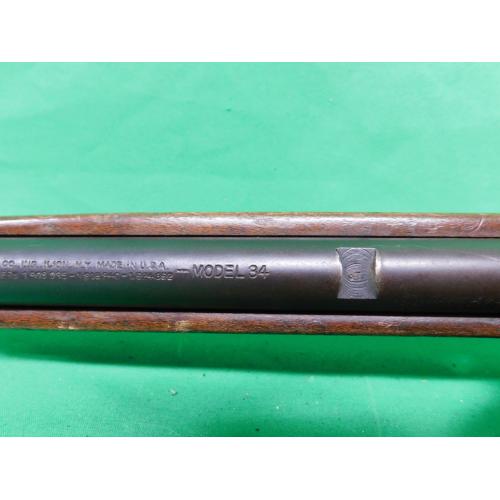 USED VINTAGE REMINGTON MODEL 34 .22LR BLUED TUBE FED BOLT ACTION. MISSING REAR SIGHT. SHOWS NORMAL WEAR FOR AGE. 80% (RSS)
