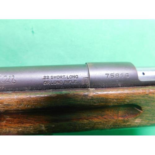 USED VINTAGE REMINGTON MODEL 34 .22LR BLUED TUBE FED BOLT ACTION. MISSING REAR SIGHT. SHOWS NORMAL WEAR FOR AGE. 80% (RSS)