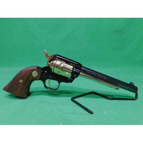 USED 1969 COLT FRONTIER SCOUT GOLDEN SPIKE .22LR 6" REVOLVER. BLACK AND GOLD AS ISSUED IN DISPLAY CASE W/SPIKE PAPERWORK. 98% ESTATE COLLECTION (Consignment)