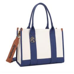 Jessie & James Remington Huntsville Concealed Carry Canvas Lock and Key Book Tote Bone/Navy