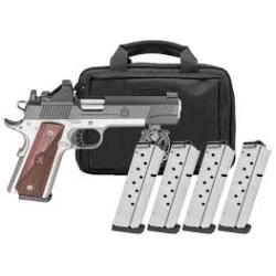 Springfield Armory PX9118L 1911 Ronin 45 ACP 8+1, 4.25 Stainless Match Grade Steel Barrel, Salt Blued Serrated Carbon Steel Slide, Satin Cerakote Aluminum Frame w/Beavertail, Crossed Cannon Wood Grip
