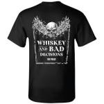 Trade Marked Whiskey and Bad Decisions Skull and Wings T-Shirt M