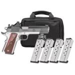 Springfield Armory PX9118L 1911 Ronin 45 ACP 8+1, 4.25 Stainless Match Grade Steel Barrel, Salt Blued Serrated Carbon Steel Slide, Satin Cerakote Aluminum Frame w/Beavertail, Crossed Cannon Wood Grip