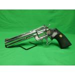 USED 1985 COLT PYTHON .357MAG 6" ULTIMATE BRIGHT STAINLESS STEEL. RARE 1ST YEAR COLLECTORS ITEM. 98% VERY LIGHT WEAR ON CYL. NON MATCH HARD CASE (Consignment)