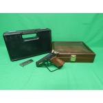 USED WALTHER VAH38075 PPK 75TH ANNIVERSARY PPK 3.25" W/ HARD CASE, DISPLAY CASE, AND (2)6RD MAGS