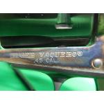 USED RUGER 0551 VAQUERO .45 COLT 4.62" 6RD BLUED SINGLE ACTION REVOLVER. OLD MODEL IN CASE. CCH FRAME. GRAY PEARL GRIPS. VERY GOOD 98%+ (Consignment)