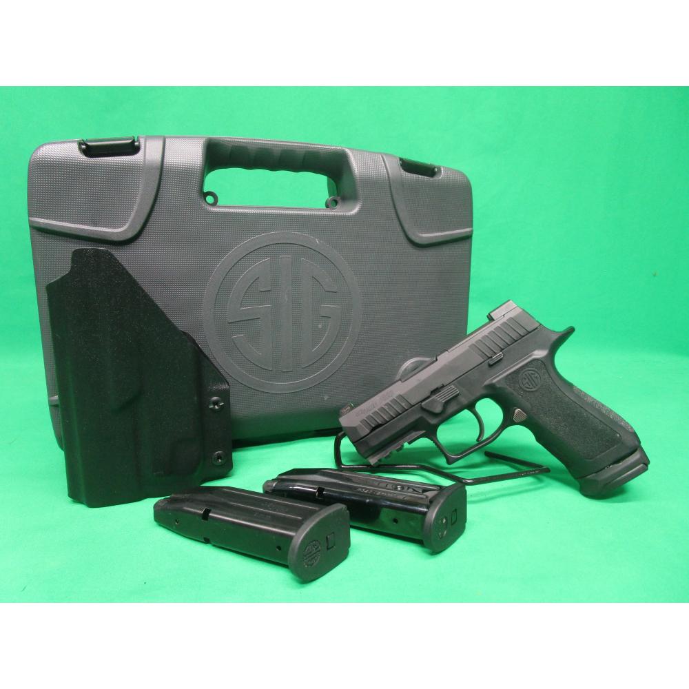 USED SIG SAUER P320 X CARRY 9MM 3.5" W/CASE, HOLSTER, (1) 17RD, & (2) 15RD MAGS