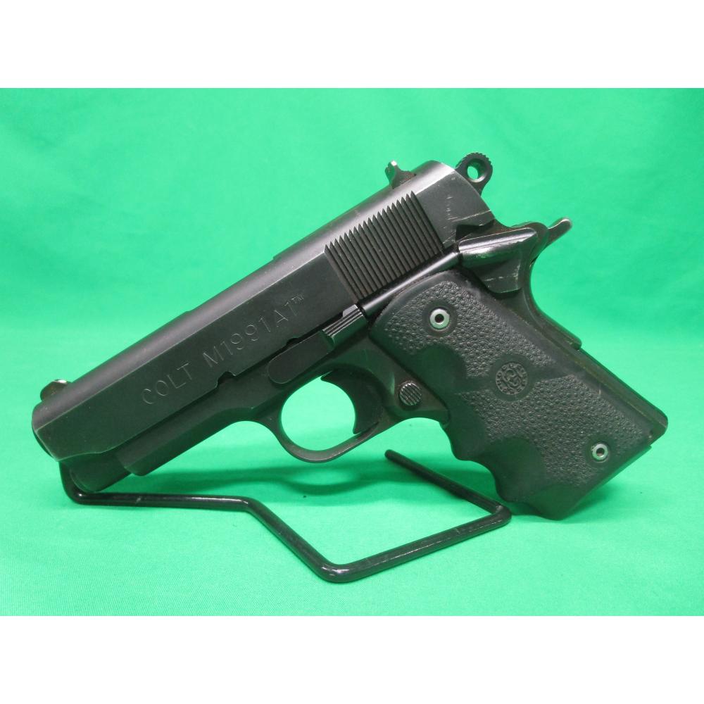 USED COLT M1991A1 COMPACT 45ACP 3.5" 1911 OFFICERS SIZE PISTOL W/ HOGUE GRIPS & (1) 7RD MAG