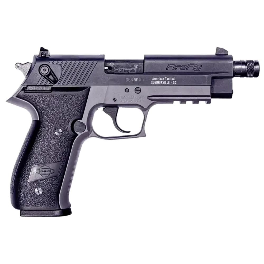 GSG GERG2210TFF FireFly  22 LR 10+1 4.90 Black Steel/Threaded Barrel, Serrated Slide, Zinc Alloy w/Accessory Rail Frame, Black Polymer Grip