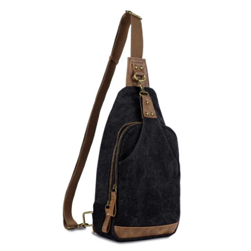 Jessie & James Glacier Unisex Canvas Sling Shoulder Concealed Backpack Black