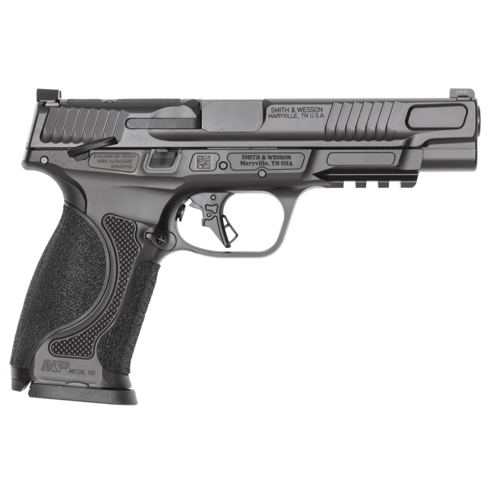 Smith & Wesson M&P M2.0, Striker Fired, Semi-automatic, Polymer Frame Pistol, Full Size, 10MM, 4 Barrel, Armornite Finish, Black, Optic Height White 3 Dot Sights, No Thumb Safety, 15 Rounds, Optics Ready Slide, 2 Magazines 13389