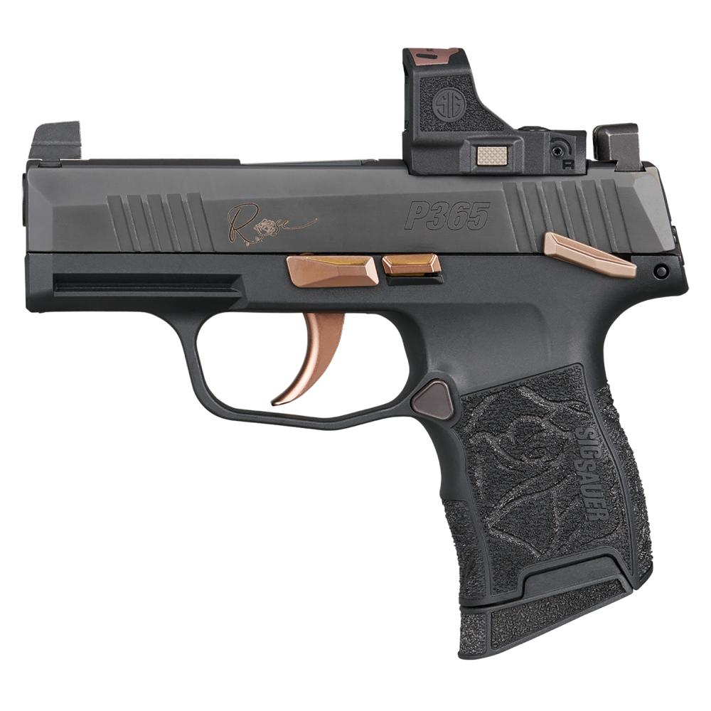 Sig Sauer 365-380-ROSE-MS-RS P365 Rose Kit Micro Compact 380 ACP 10+1 3.10" Black Nitron Stainless Steel Serrated w/Optic Slide, Black Nitron w/Rose A