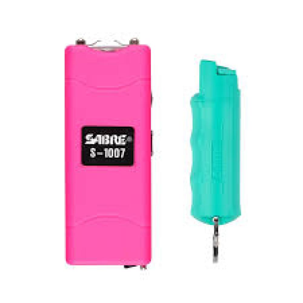 Sabre S7P-HCMT Pepper Spray + Stun Gun Combo Pack Pink & Teal S-1005-PK + HCMT-23OC