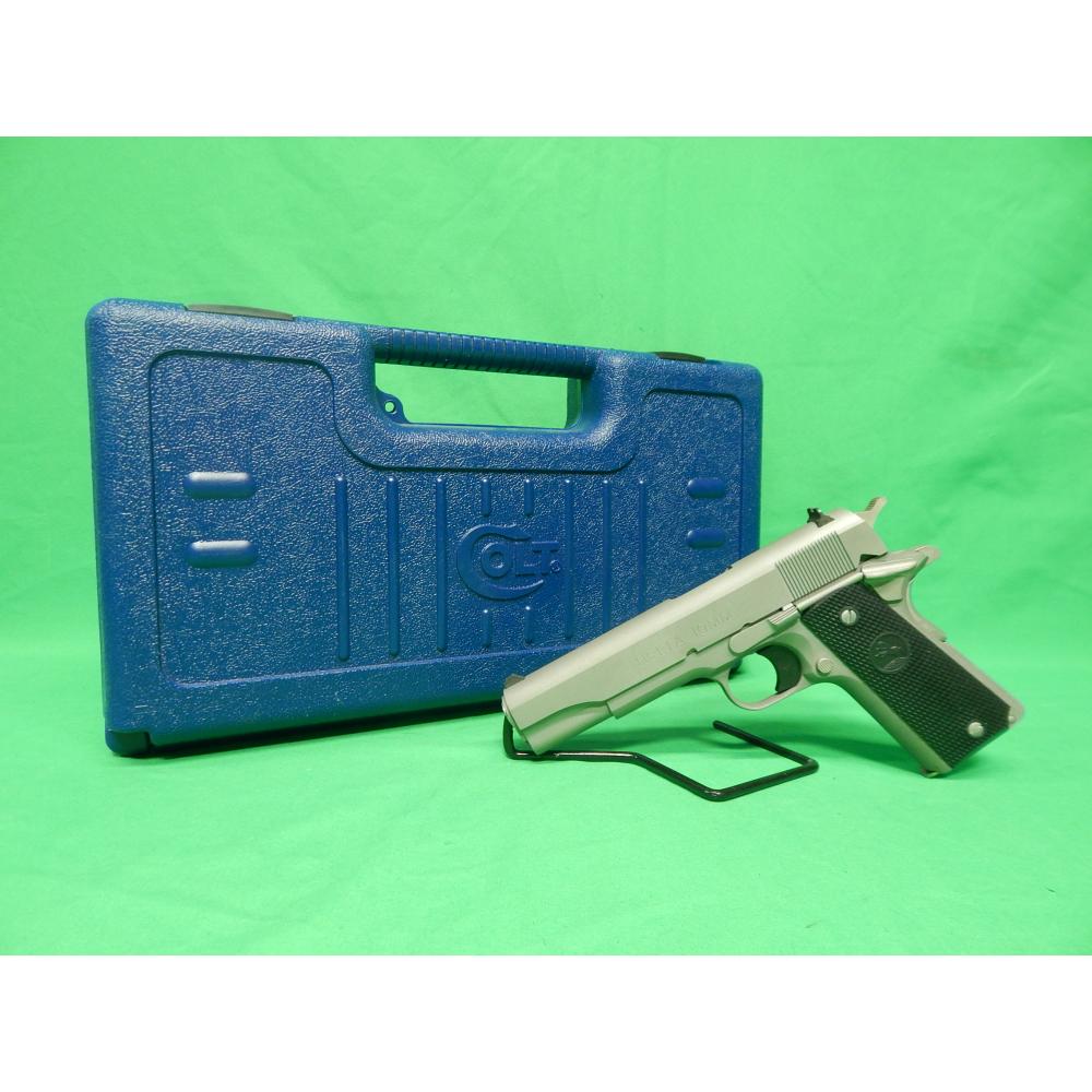 USED 1998 COLT O1091DELTA DELTA 10MM 5" 8RD 1911. SATIN STAINLESS SERIES 80 IN CASE W/1-MAG. 99%+. NOT MARKED DELTA ELITE. PONY NOT TRIANGLE GRIPS (Consignment)