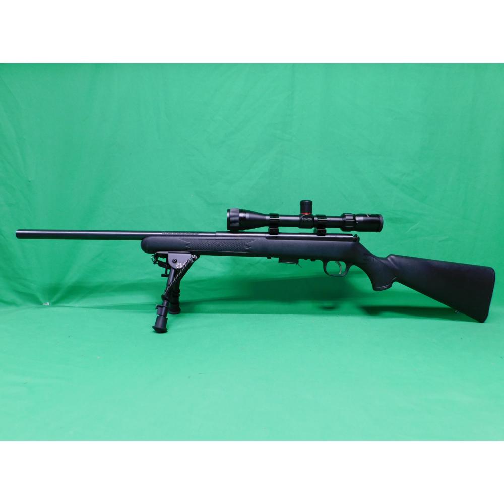 USED SAVAGE MODEL 93 .22 WIN MAG 20.5" BLUED BOLT ACTION RIFLE. W/SCOPE & 1 MAG. VERY GOOD CONDITION. 98%