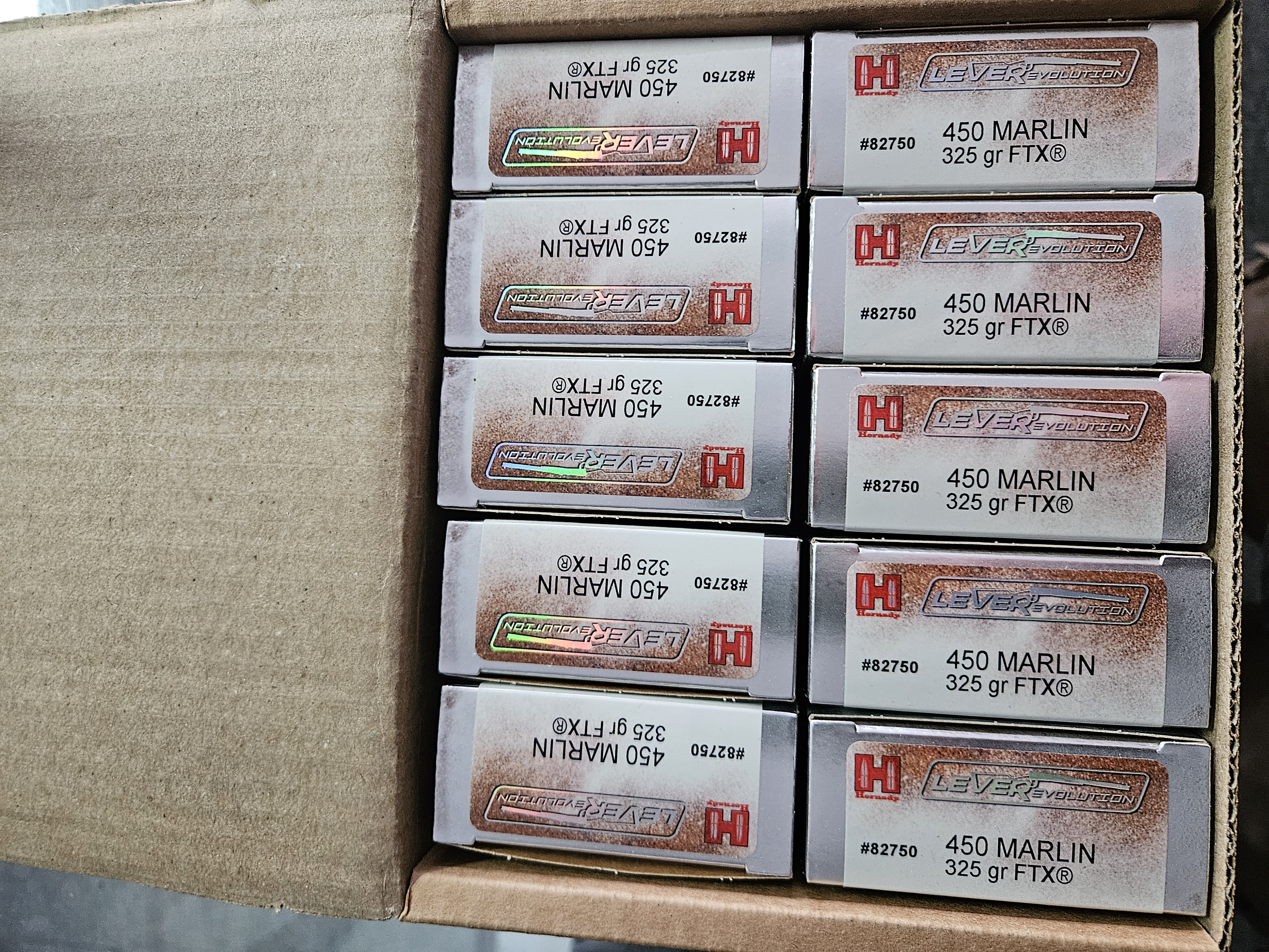 (10) 20 round boxes Hornady Leverevolution 450 Marlin 325 grain FTX 82750-img-0