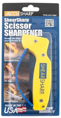 AccuSharp 002C ShearSharp Scissors Sharpener Diamond Tungsten Carbide Sharpener Yellow/Blue