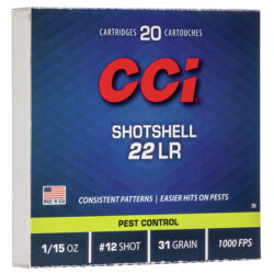CCI 0039 Rimfire Shotshell 22LR 31gr #12Shot 20 Per Box/100 Case