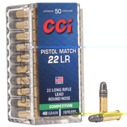 CCI 0051 Pistol Match Competition 22LR 40gr Lead Round Nose 50 Per Box/100 Case