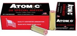 Atomic Ammunition 449 Match Precision Craft 38Special 148gr Hollow Base Wadcutter 50 Per Box/10 Case