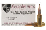 Alexander Arms AG123LSBOX Lapua Scenar  6.5Grendel 123gr Boat Tail Open Tip Match 20 Per Box/10 Case