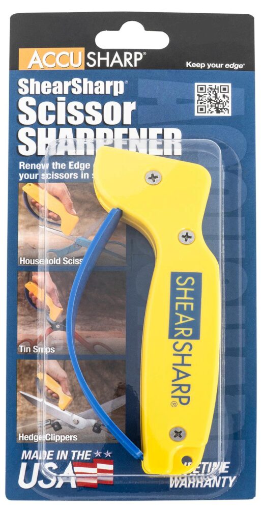 AccuSharp 002C ShearSharp Scissors Sharpener Diamond Tungsten Carbide Sharpener Yellow/Blue