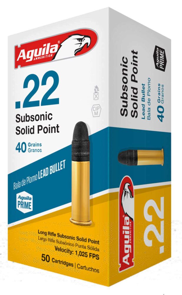 Aguila 1B220269 Subsonic Rimfire 22LR 40gr Lead Solid Point 50 Per Box/20 Case