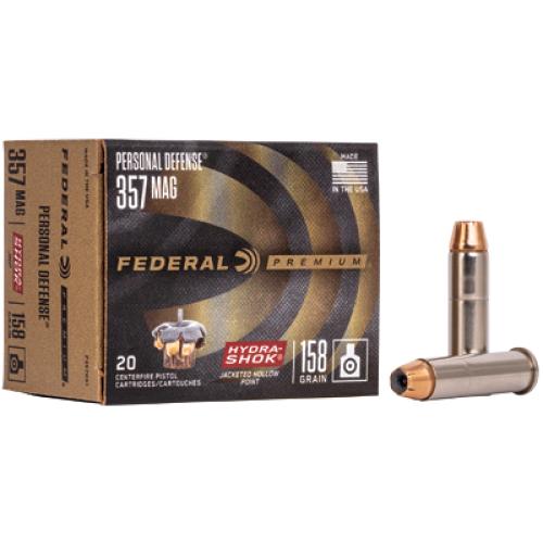 Federal Hydra-Shok, 357MAG, 158 Grain, Hollow Point, 20 Round Box P357HS1