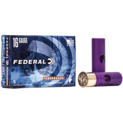 Federal PowerShok, 16 Gauge, 2.75, 1 Buck, Max Dram, Buckshot, 12 Pellets,5 Round Box F1641B
