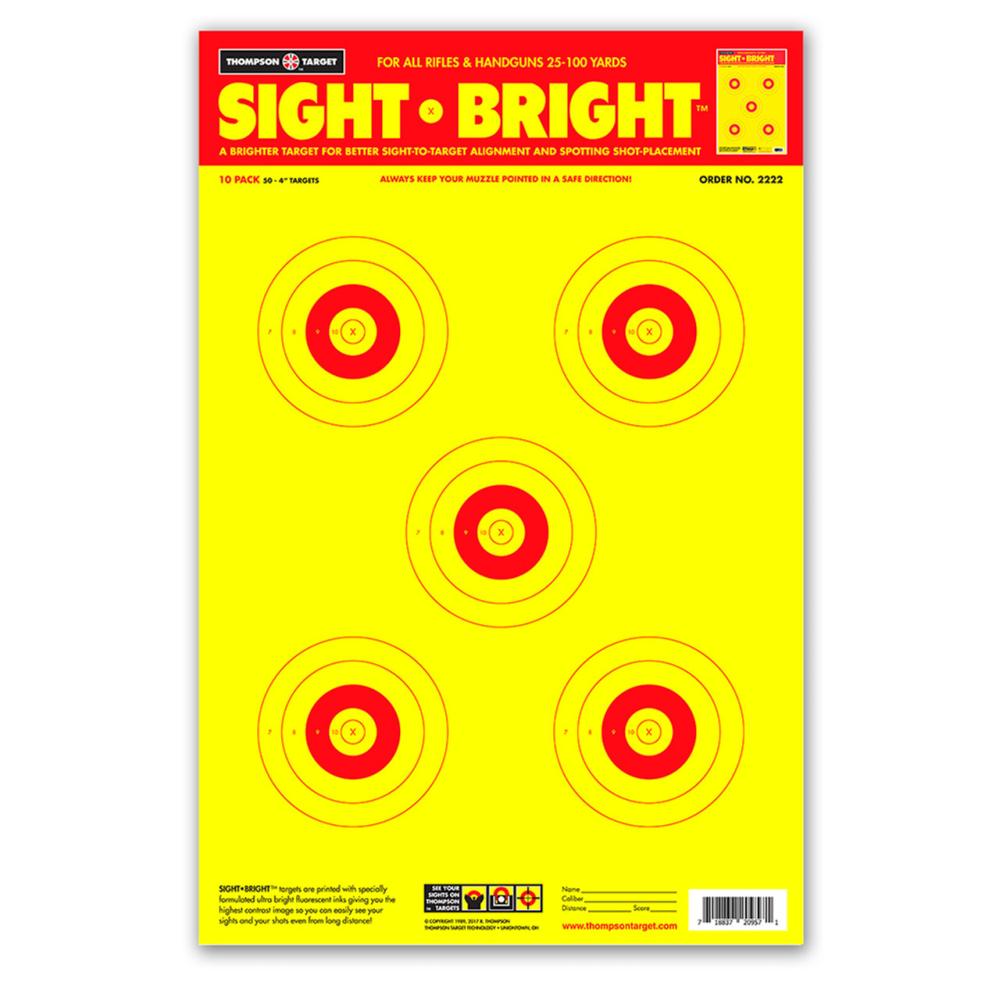 SIGHT-BRIGHT 12.5"x19" Paper Bullseye Shooting Targets