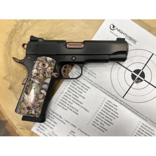 NIGHTHAWK 1911 LADY HAWK 2.0 IOS COMMANDER BLACK DLC FINISH ROSE GOLD CONTROLS FLUTED 4.25" BBL 9MM