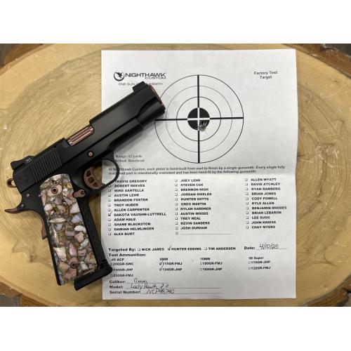 NIGHTHAWK 1911 LADY HAWK 2.0 IOS COMMANDER BLACK DLC FINISH ROSE GOLD CONTROLS FLUTED 4.25" BBL 9MM
