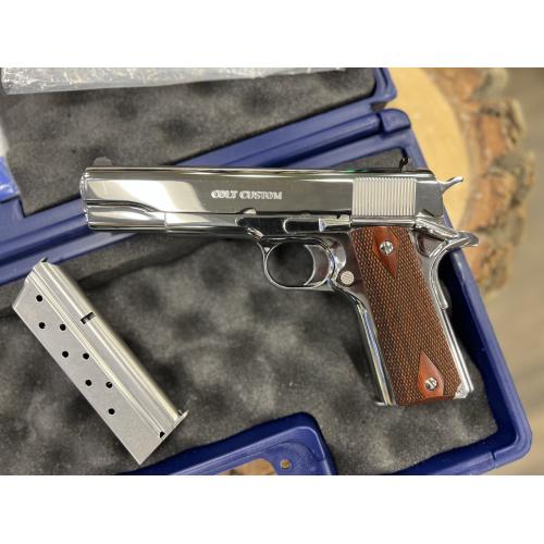 COLT 1911 CUSTOM GOVERNMENT ELCEN BRIGHT STAINLESS FINISH 5" BBL .38 SUPER