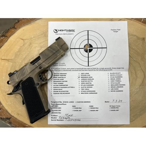 NIGHTHAWK 1911 DELEGATE IOS COMMANDER SHADOW TAN CAMO AMBI SAFETY RECON RAIL NIGHT SIGHTS 4.25" BBL .45ACP