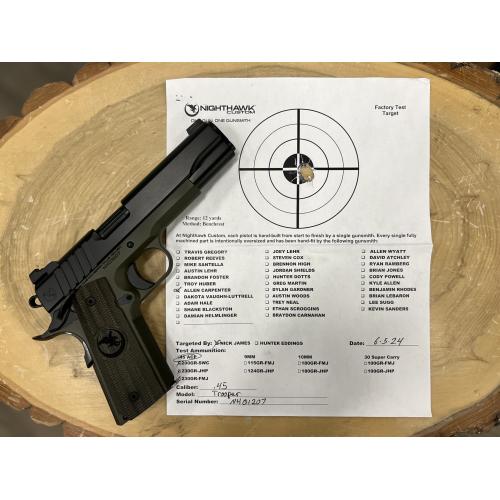 NIGHTHAWK 1911 TROOPER OD GREEN FRAME BLACK OUT UPGRADE NITRIDE SLIDE AMBI SAFETY FLUTED 5" BBL .45ACP NIGHTHAWK 1911 TROOPER OD GREEN FRAME BLACK OUT UPGRADE NITRIDE SLIDE AMBI SAFETY FLUTED 5" BBL .45ACP