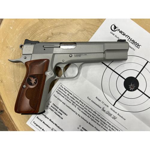 NIGHTHAWK CUSTOM SPRINGFIELD SA-35 HI POWER SILVER CERAKOTE FINISH 4.7" BBL 9 MM